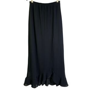 J.B.S. LTD. Skirt 14 Vintage Maxi Sheer Chiffon Ruffled Hem Elastic Waist Witchy